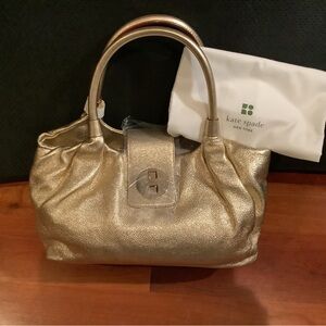 KATE SPADE Gold Pebbled Leather Bexley Stevie Satchel Shoulder Bag